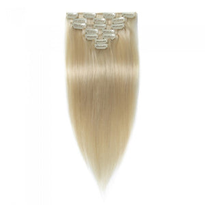 LUXURY PLATINUM 16 to 26 Inches Colour #60 White blonde 10 pieces Straight Clip In Human Hair Extensions