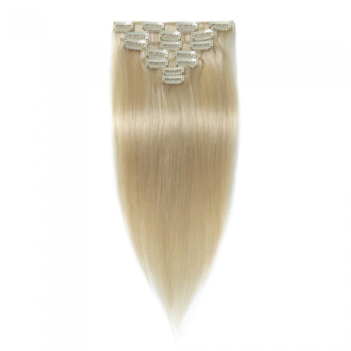 LUXURY PLATINUM 16 to 26 Inches Colour #60 White blonde 10 pieces Straight Clip In Human Hair Extensions