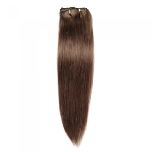 LUXURY PLATINUM 16 to 26 Inches Colour #8 Light brown 10 pieces Straight Clip In Human Hair Extensions