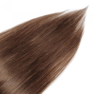 LUXURY PLATINUM 16 to 26 Inches Colour #8 Light brown 10 pieces Straight Clip In Human Hair Extensions