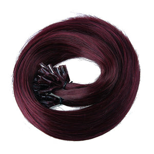 PREMIUM QUALITY 16-24 Inches Straight Nail Tip Remy Human Hair Extensions colour #99j Mahogany red