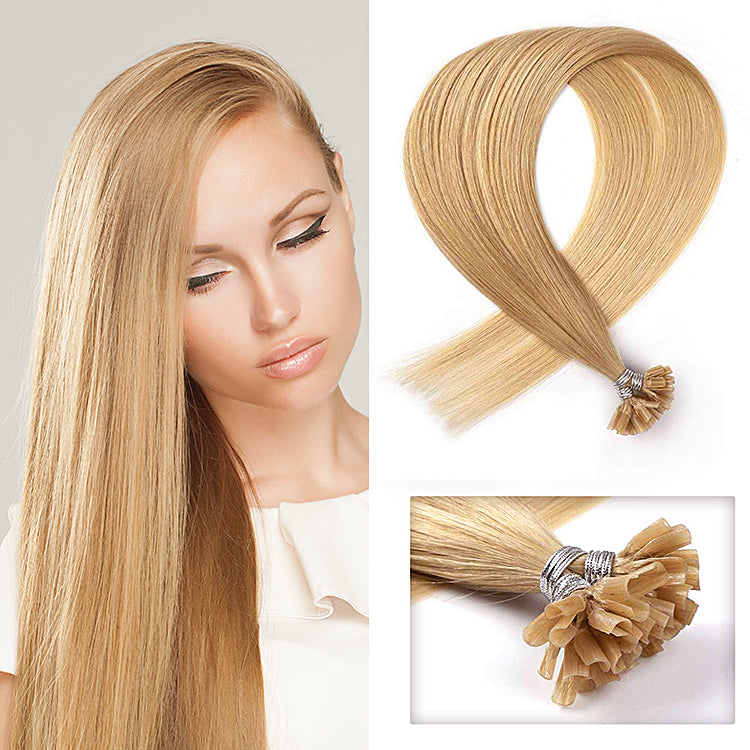 PREMIUM QUALITY 16-24 Inches Straight Nail Tip Remy Human Hair Extensions colour #27 Strawberry Blonde