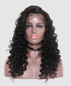 PREMIUM QUALITY 10-20 Inches 22" x 4"x 2" Loose wave #1B Natural Black 360 Lace Frontal
