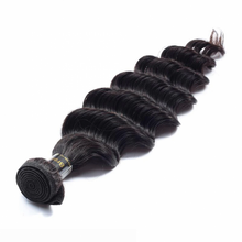 Load image into Gallery viewer, PREMIUM QUALITY 12-26 Inches Loose Deep wave 100% Virgin Peruvian Hair Colour 1B Natural Black
