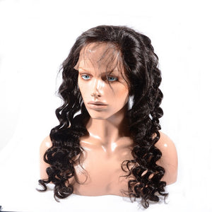 PREMIUM QUALITY 10-20 Inches 22" x 4"x 2" Loose wave #1B Natural Black 360 Lace Frontal