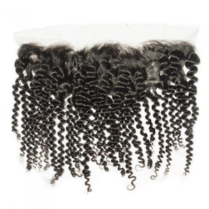PREMIUM QUALITY 10-20 Inches 13" x 4" Kinky curly Free Part Full frontal Lace Closure #1B Natural Black