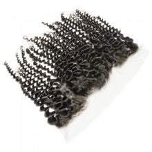 Load image into Gallery viewer, PREMIUM QUALITY 10-20 Inches 13&quot; x 4&quot; Kinky curly Free Part Full frontal Lace Closure #1B Natural Black
