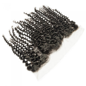 PREMIUM QUALITY 10-20 Inches 13" x 4" Kinky curly Free Part Full frontal Lace Closure #1B Natural Black