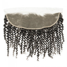 Load image into Gallery viewer, PREMIUM QUALITY 10-20 Inches 13&quot; x 4&quot; Kinky curly Free Part Full frontal Lace Closure #1B Natural Black
