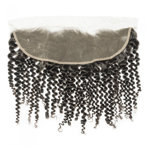 PREMIUM QUALITY 10-20 Inches 13" x 4" Kinky curly Free Part Full frontal Lace Closure #1B Natural Black
