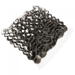 PREMIUM QUALITY 10-20 Inches 13" x 4" Natural wavy Free Part Full frontal Lace Closure #1B Natural Black