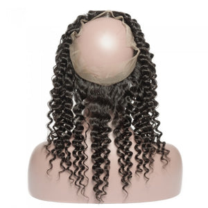 PREMIUM QUALITY 10-20 Inches 22" x 4"x 2" Deep wave #1B Natural Black 360 Lace Frontal