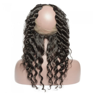 PREMIUM QUALITY 10-20 Inches 22" x 4"x 2" Loose wave #1B Natural Black 360 Lace Frontal