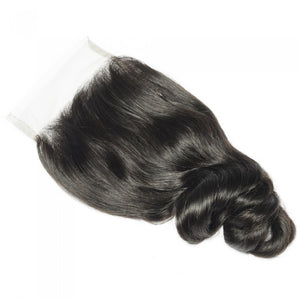 PREMIUM QUALITY 10-20 Inch 4" x 4" Loose Wavy Free Part Lace Closure #1B Natural Black