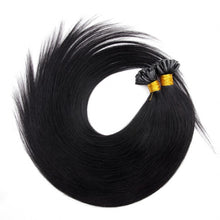 Load image into Gallery viewer, PREMIUM QUALITY 16-24 Inches Straight Nail Tip Remy Human Hair Extensions colour #1 Jet Black
