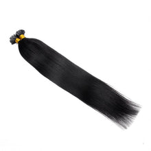 Load image into Gallery viewer, PREMIUM QUALITY 16-24 Inches Straight Nail Tip Remy Human Hair Extensions colour #1 Jet Black
