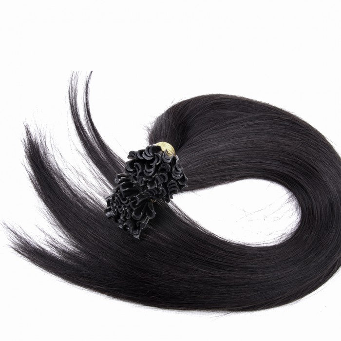 PREMIUM QUALITY 16-24 Inches Straight Nail Tip Remy Human Hair Extensions colour #1B Natural Black