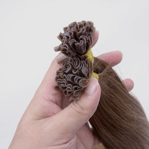 PREMIUM QUALITY 16-24 Inches Straight Nail Tip Remy Human Hair Extensions colour #8 Chocolate brown