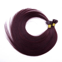 Load image into Gallery viewer, PREMIUM QUALITY 16-24 Inches Straight Nail Tip Remy Human Hair Extensions colour #99j Mahogany red
