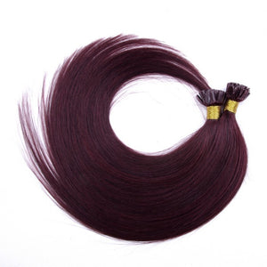 PREMIUM QUALITY 16-24 Inches Straight Nail Tip Remy Human Hair Extensions colour #99j Mahogany red