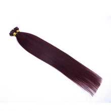 Load image into Gallery viewer, PREMIUM QUALITY 16-24 Inches Straight Nail Tip Remy Human Hair Extensions colour #99j Mahogany red
