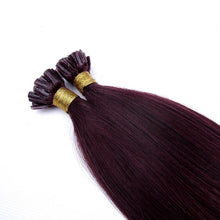 Load image into Gallery viewer, PREMIUM QUALITY 16-24 Inches Straight Nail Tip Remy Human Hair Extensions colour #99j Mahogany red
