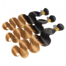 Load image into Gallery viewer, PREMIUM QUALITY LUXE WEFT 16-26 Inches  Body Wavy Ombre Human Hair Colour #1B/27
