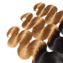 Load image into Gallery viewer, PREMIUM QUALITY LUXE WEFT 16-26 Inches  Body Wavy Ombre Human Hair Colour #1B/27

