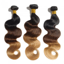 Load image into Gallery viewer, PREMIUM QUALITY LUXE WEFT 16-26 Inches Body Wave Ombre Human Hair Colour #1B/4/27
