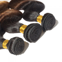 Load image into Gallery viewer, PREMIUM QUALITY LUXE WEFT 16-26 Inches Body Wave Ombre Human Hair Colour #1B/4/27
