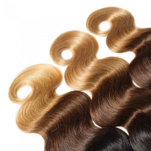 Load image into Gallery viewer, PREMIUM QUALITY LUXE WEFT 16-26 Inches Body Wave Ombre Human Hair Colour #1B/4/27
