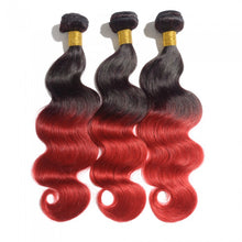 Load image into Gallery viewer, PREMIUM QUALITY LUXE WEFT 16-26 Inches Body Wave Ombre Human Hair Colour #1B/Red
