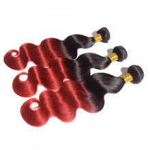 Load image into Gallery viewer, PREMIUM QUALITY LUXE WEFT 16-26 Inches Body Wave Ombre Human Hair Colour #1B/Red
