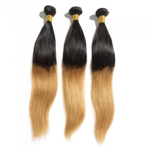 PREMIUM QUALITY LUXE WEFT 16-26 Inches Straight Ombre' Human Hair Colour #1B/27