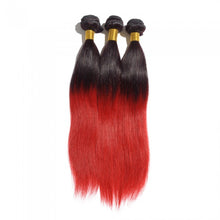 Load image into Gallery viewer, PREMIUM QUALITY LUXE WEFT 16-26 Inches Straight Ombre Human Hair Colour #1B/Red
