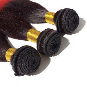 PREMIUM QUALITY LUXE WEFT 16-26 Inches Straight Ombre Human Hair Colour #1B/Red