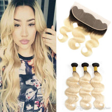 Load image into Gallery viewer, PREMIUM QUALITY 10-20 Inches 13&quot; x 4&quot; Body wave Free Part Full frontal Lace Closure #1B/613

