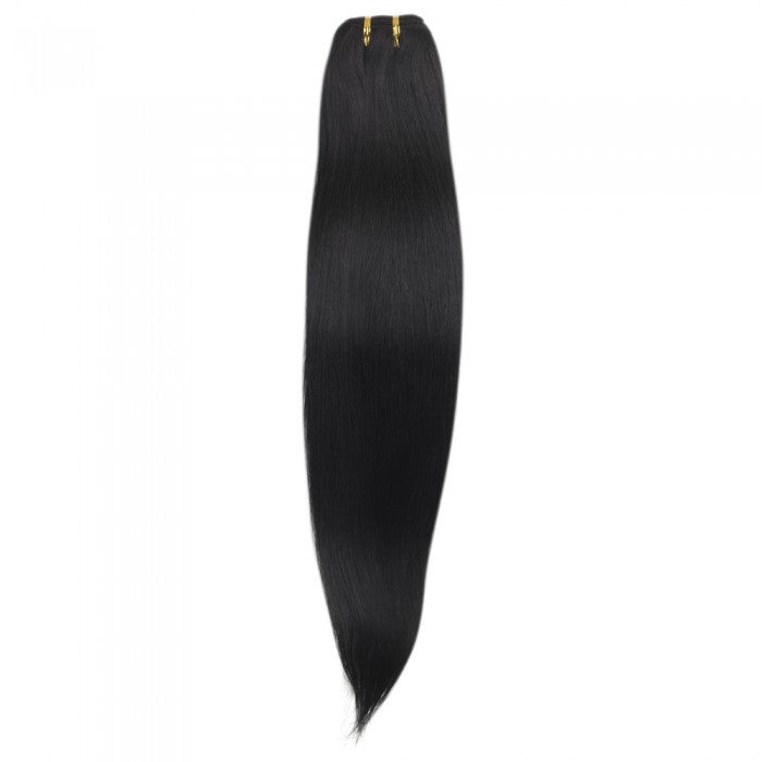 PREMIUM QUALITY LUXE WEFT 16-26 Inches Straight Coloured 100% Virgin Remy Human Hair colour 1 Jet Black