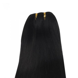 PREMIUM QUALITY LUXE WEFT 16-26 Inches Straight Coloured 100% Virgin Remy Human Hair colour 1 Jet Black