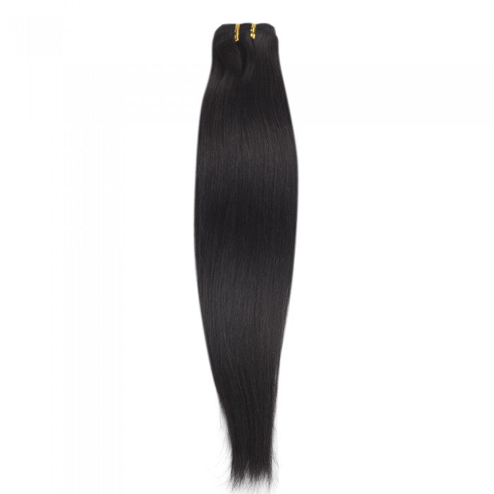 PREMIUM QUALITY LUXE WEFT 16-26 Inches Straight Coloured 100% Virgin Remy Human Hair Colour 1B Natural Black
