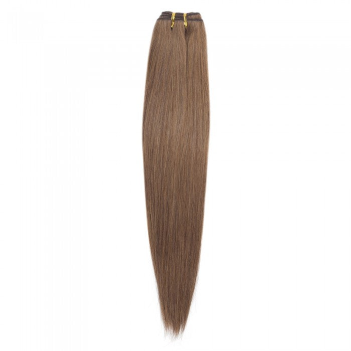 PREMIUM QUALITY LUXE WEFT 16-26 Inches Straight Coloured Remy Human Hair Colour 8 Light Ash Brown
