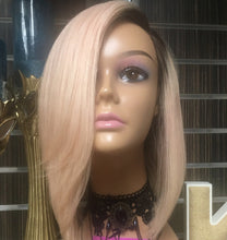 Load image into Gallery viewer, PREMIUM QUALITY Rose Gold Pre-Plucked Human Hair Lace Front Straight Bob Wigs
