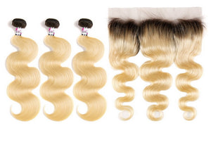 PREMIUM QUALITY 10-20 Inches 13" x 4" Body wave Free Part Full frontal Lace Closure #1B/613
