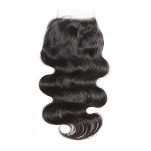 PREMIUM QUALITY 10-20 Inch 4" x 4" Body Wave Free Part Lace Closure #1B Natural Black