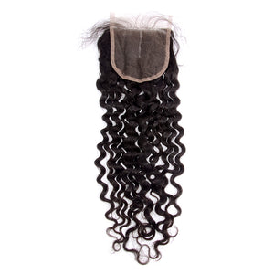 PREMIUM QUALITY 10-20 Inch 4" x 4" Italian Curly Free Parted Lace Closure #1B Natural Black