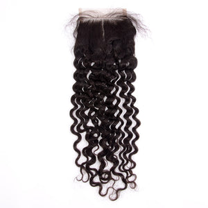 PREMIUM QUALITY 10-20 Inch 4" x 4" Italian Curly Free Parted Lace Closure #1B Natural Black