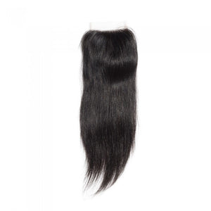 PREMIUM QUALITY 10-20 Inch 4" x 4" Straight Free Part Lace Closure #1B Natural Black