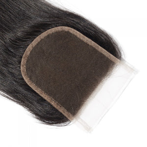 PREMIUM QUALITY 10-20 Inch 4" x 4" Straight Free Part Lace Closure #1B Natural Black